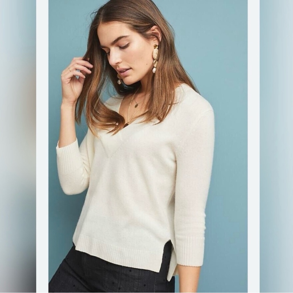 Anthropologie Knit Pullover V-Neck Sweater